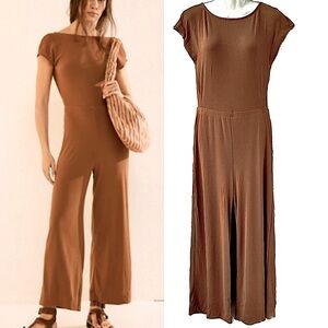 Free People Beach NWT Willow One Piece Open Back Cap Sleeve Wide Leg Jumpsuit XS